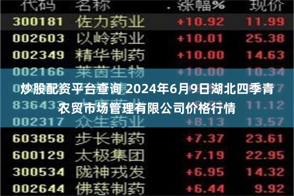 炒股配资平台查询 2024年6月9日湖北四季青农贸市场管理有限公司价格行情