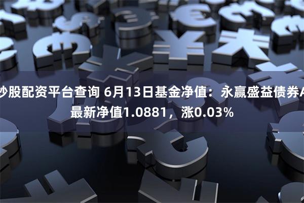 炒股配资平台查询 6月13日基金净值:永赢盛益债券A最新净值1.0881,涨0.03%