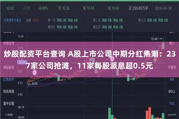 炒股配资平台查询 A股上市公司中期分红热潮:237家公司抢滩,11家每股派息超0.5元