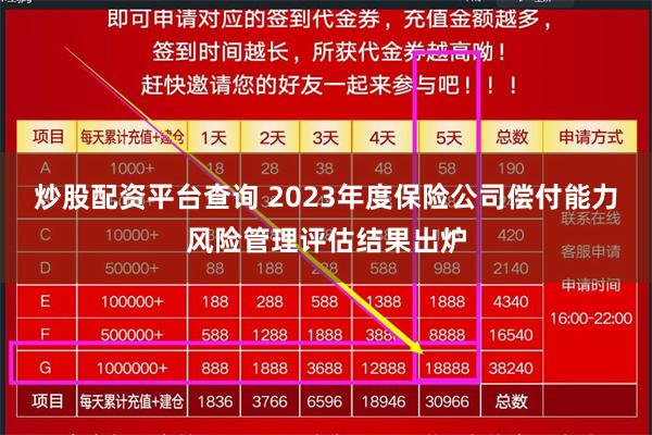 炒股配资平台查询 2023年度保险公司偿付能力风险管理评估结果出炉