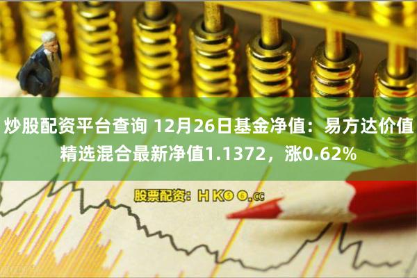 炒股配资平台查询 12月26日基金净值：易方达价值精选混合最新净值1.1372，涨0.62%